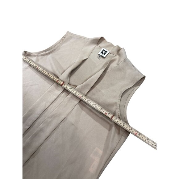 Anne Klein Womens Sleeveless Top With Tie Neck Blouse S Beige - Picture 11 of 13